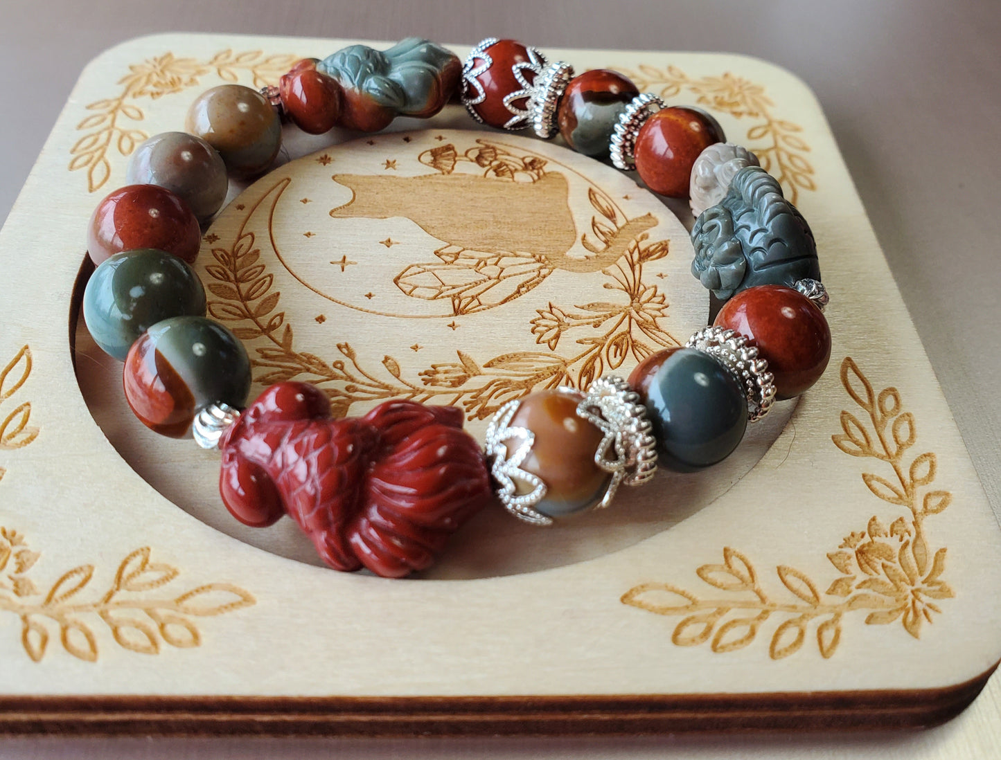Alashan charms with Polychrome Beads
