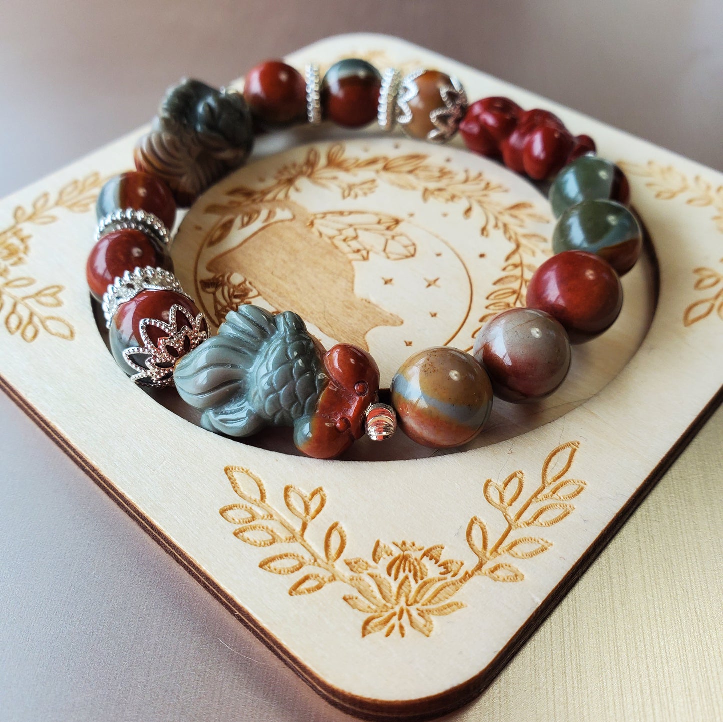 Alashan charms with Polychrome Beads