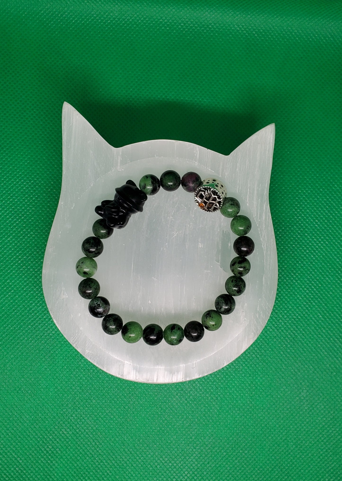 Ruby Zoisite bracelet with Harry Potter spacer