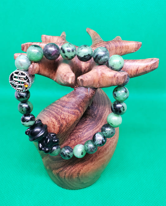 Ruby Zoisite bracelet with Harry Potter spacer