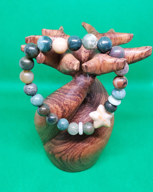 Ocean Jasper bracelet with alashan star spacer