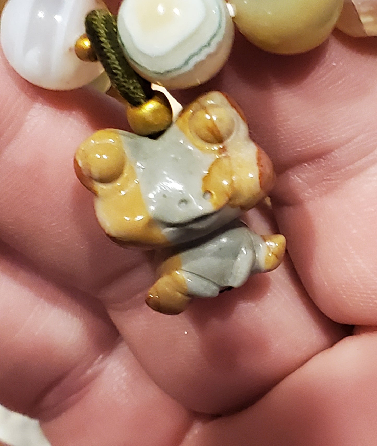 Banded Colorful Agate with an Alashan Agate Frog Charm