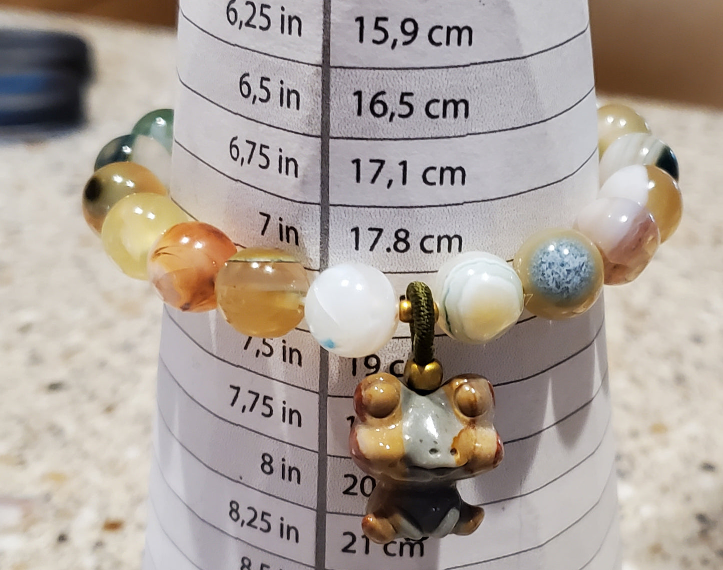 Banded Colorful Agate with an Alashan Agate Frog Charm