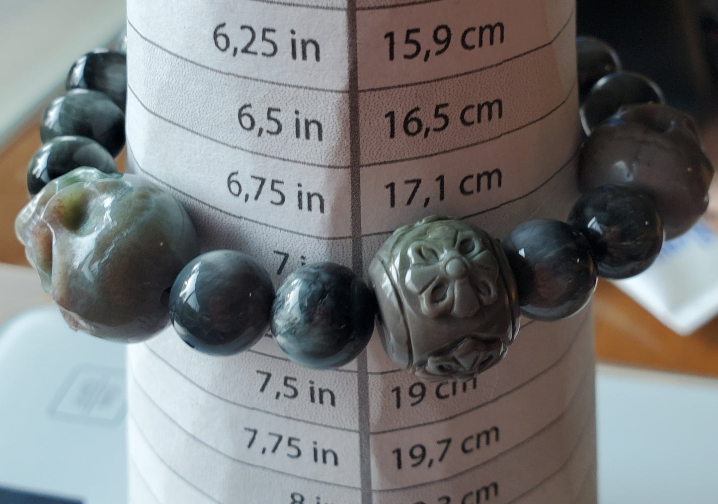 Eagle Eye beaded Bracelet with Alashan Carvings
