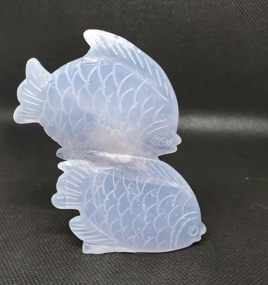 Blue Chalcedony Fish Carving