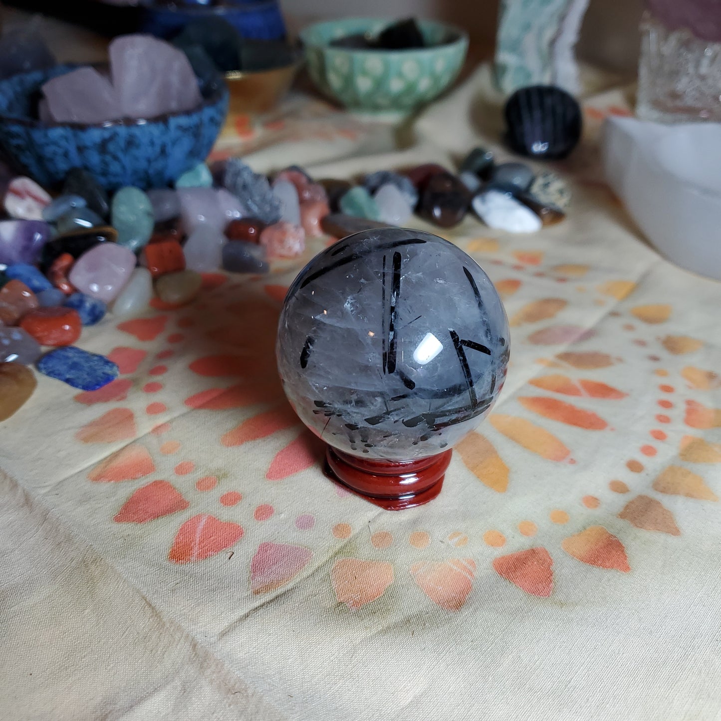 Black Tourmaline Sphere with rainbows