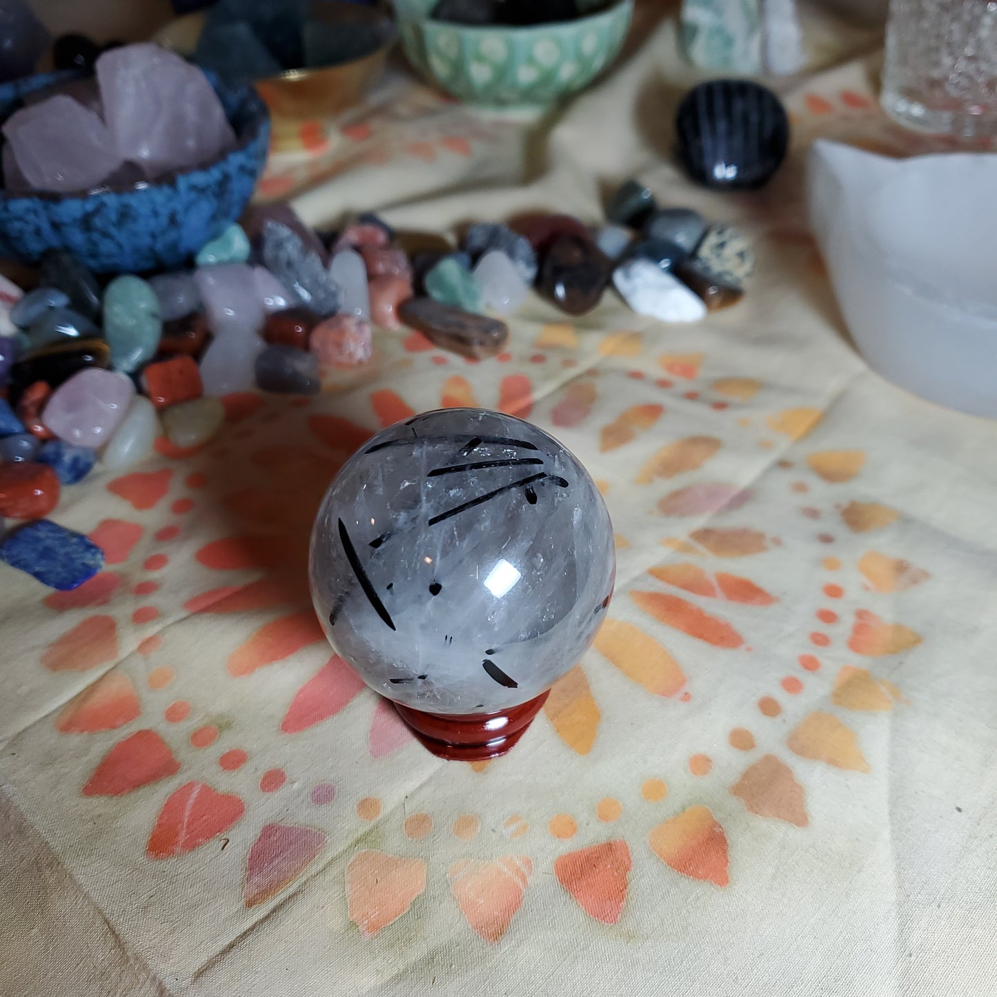 Black Tourmaline Sphere with rainbows