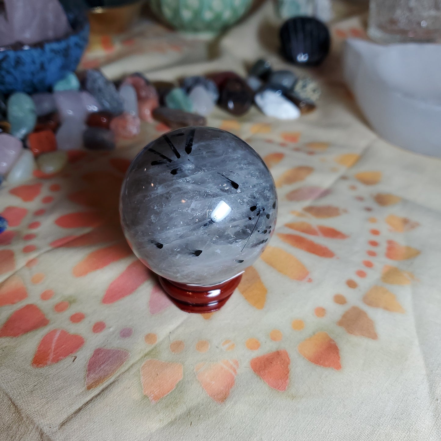 Black Tourmaline Sphere with rainbows