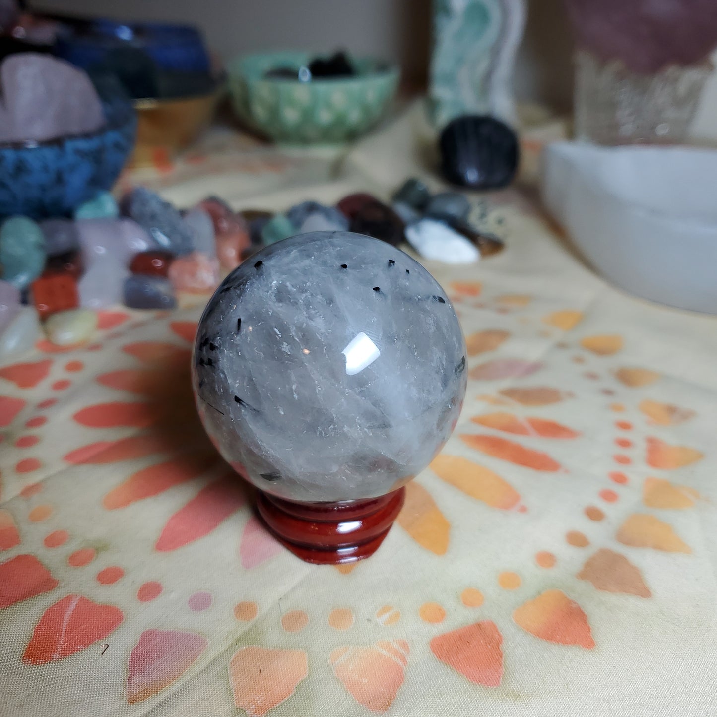 Black Tourmaline Sphere with rainbows