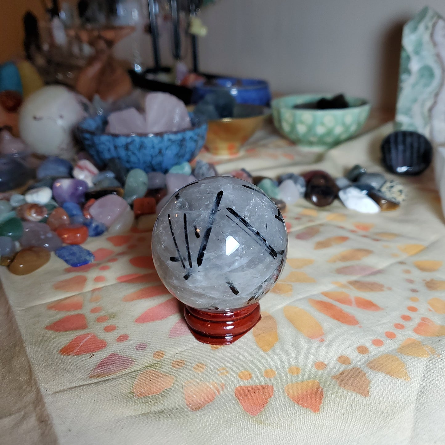 Black Tourmaline Sphere with rainbows