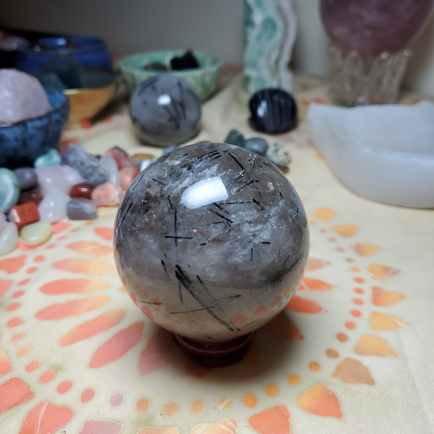 Black Tourmaline Sphere with rainbows