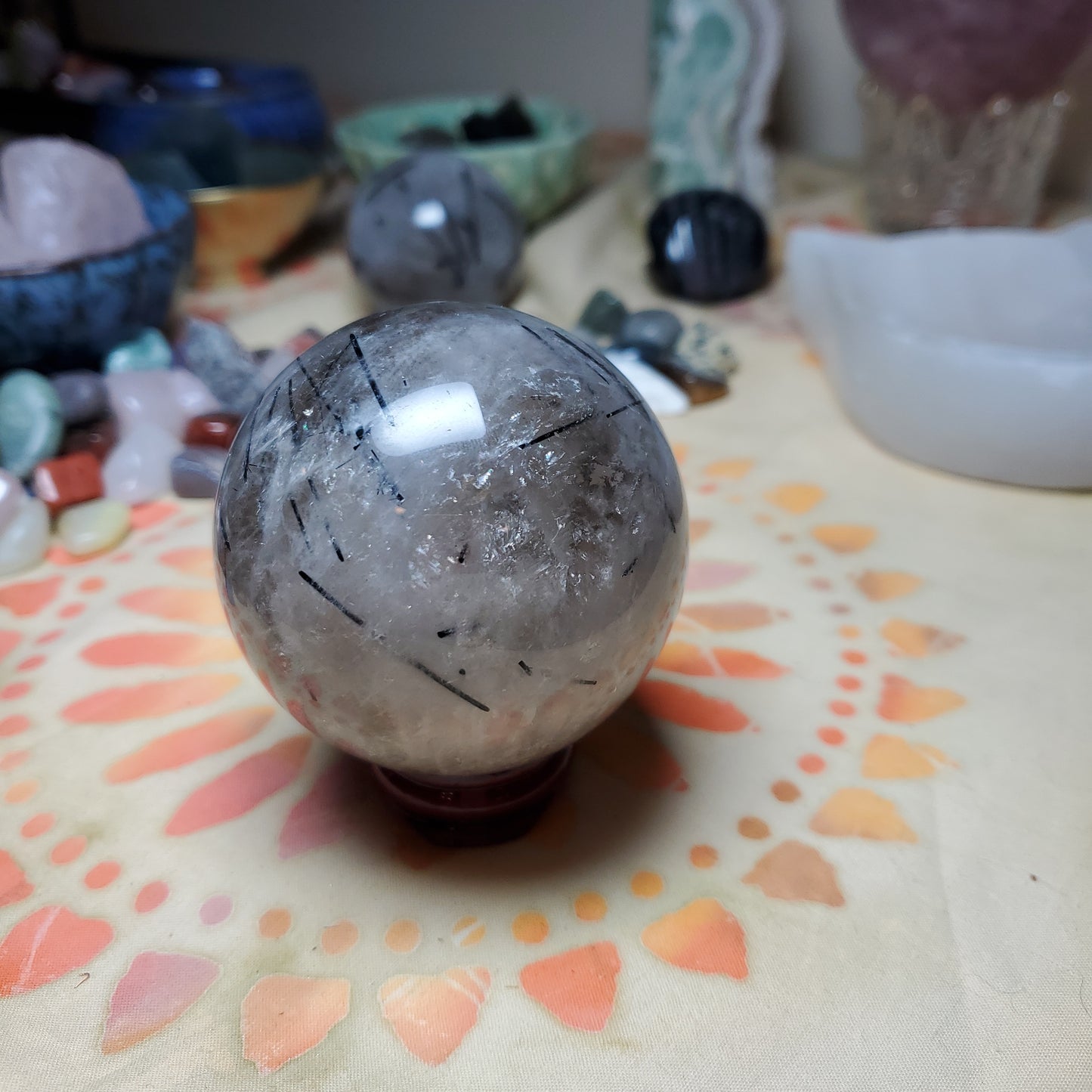 Black Tourmaline Sphere with rainbows