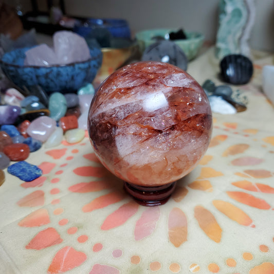 Fire Quartz Sphere with rainbows