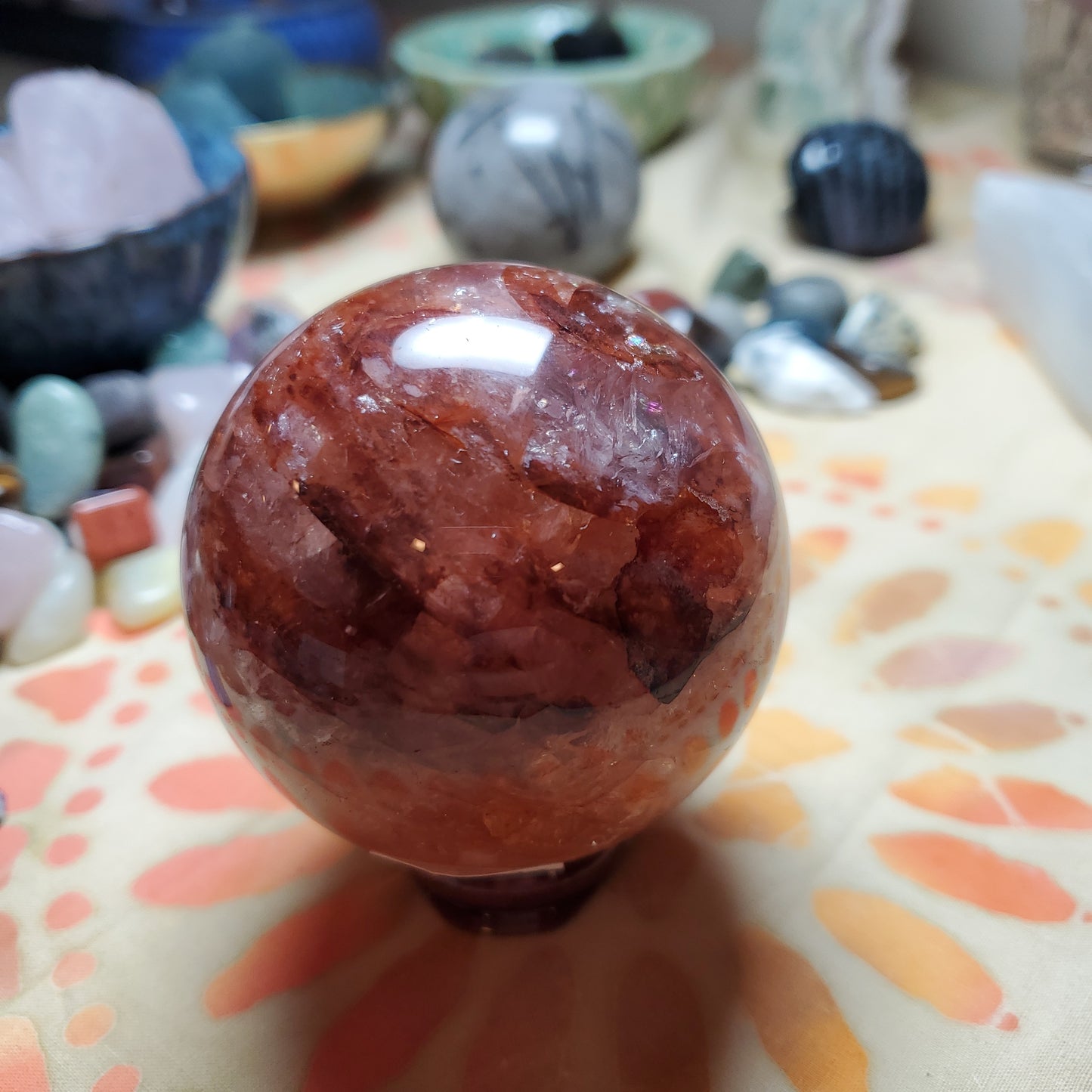 Fire Quartz Sphere with rainbows