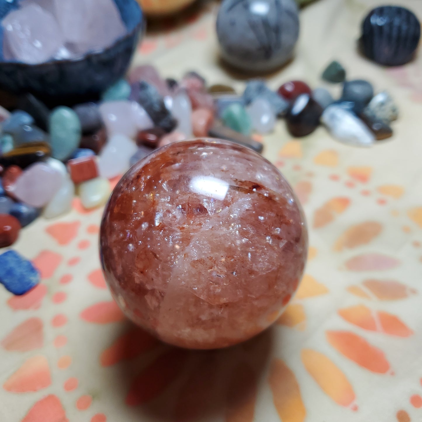 Fire Quartz Sphere with rainbows