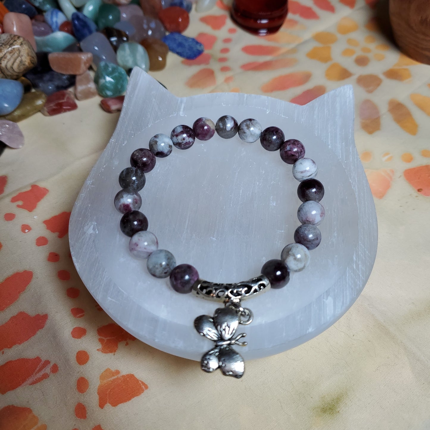 Natural Crystal Bracelet with butterfly charm