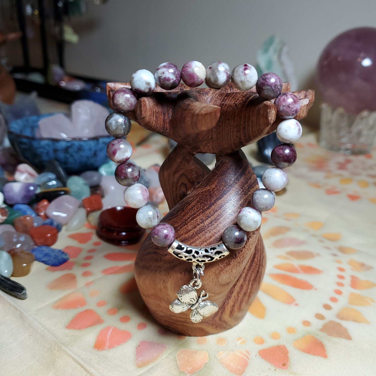 Natural Crystal Bracelet with butterfly charm