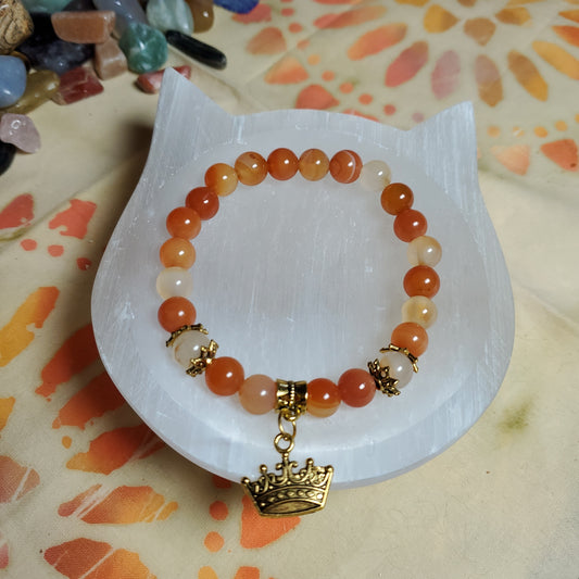 Natural Crystal Bracelet with crown charm