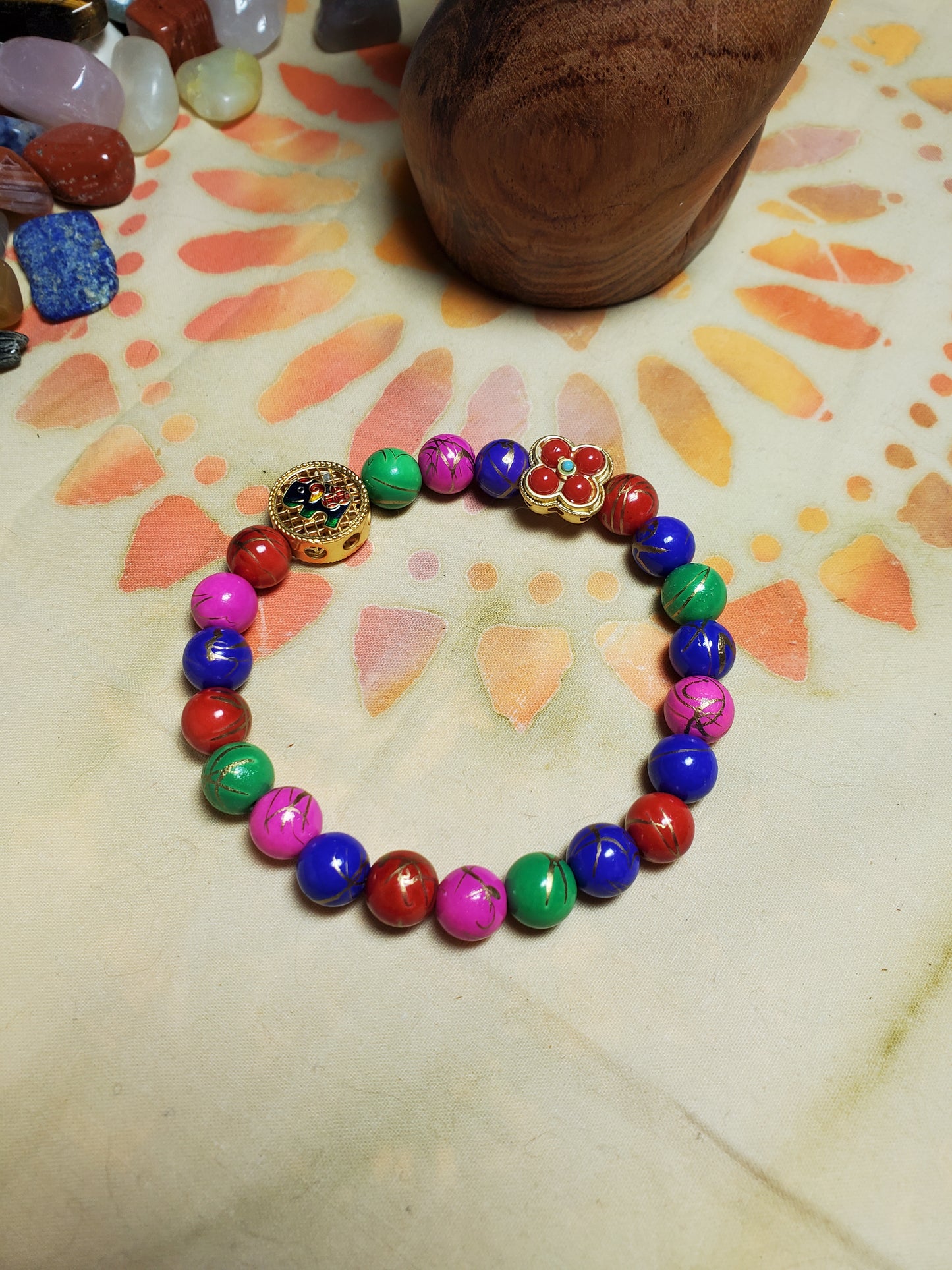 Colorful beads with Elephant Charm