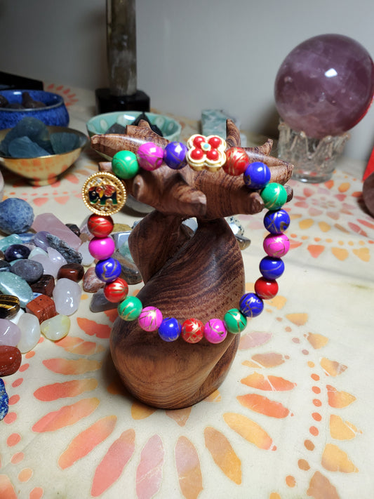 Colorful beads with Elephant Charm